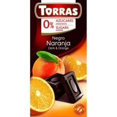 TORRAS Narancsos Hozzáadott Cukormentes Étcsokoládé (Gluténmentes, cukormentes, tejmentes)) 75 G